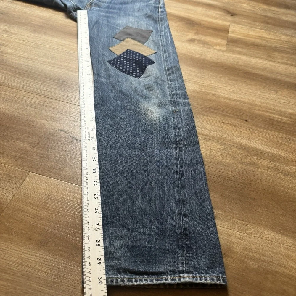 Levi's 501XX Jeans Mens 30x30 Blue Selvedge Patchwork Distressed LVC Big E Denim